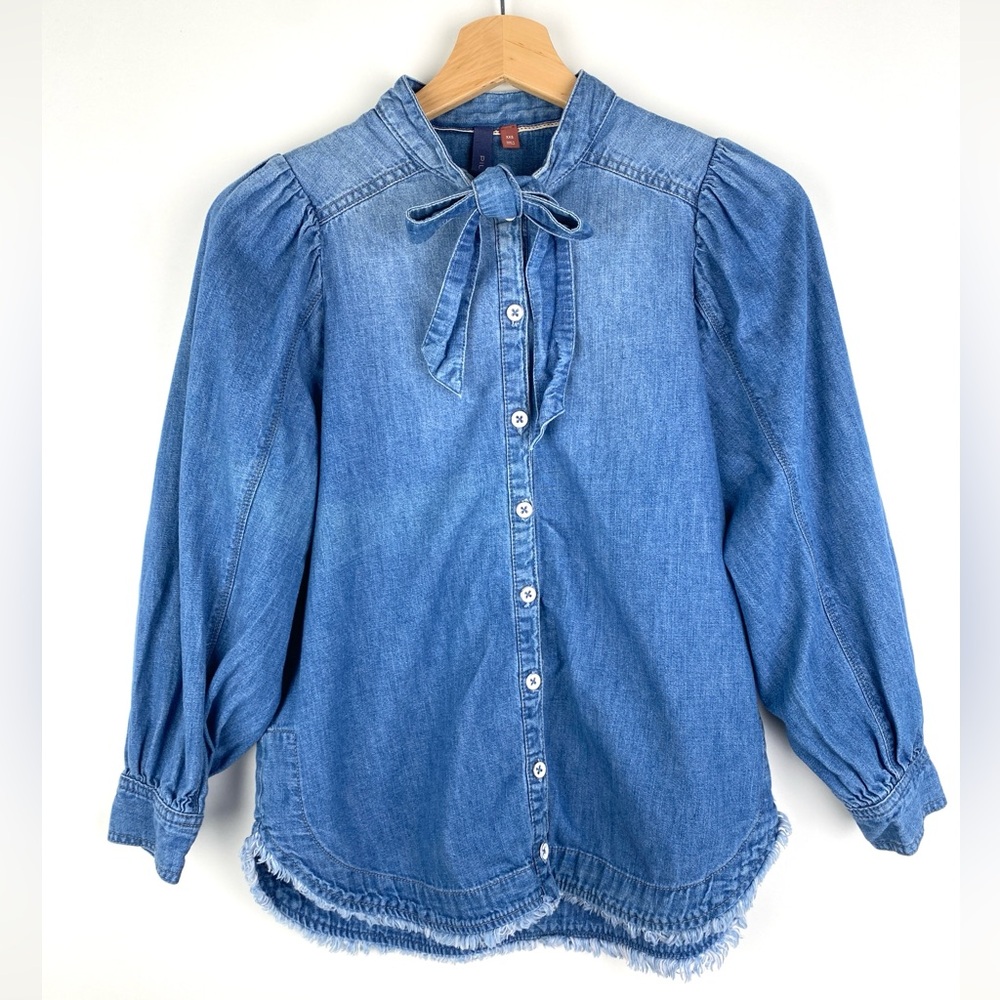 Pilcro Denim Tie-front Top